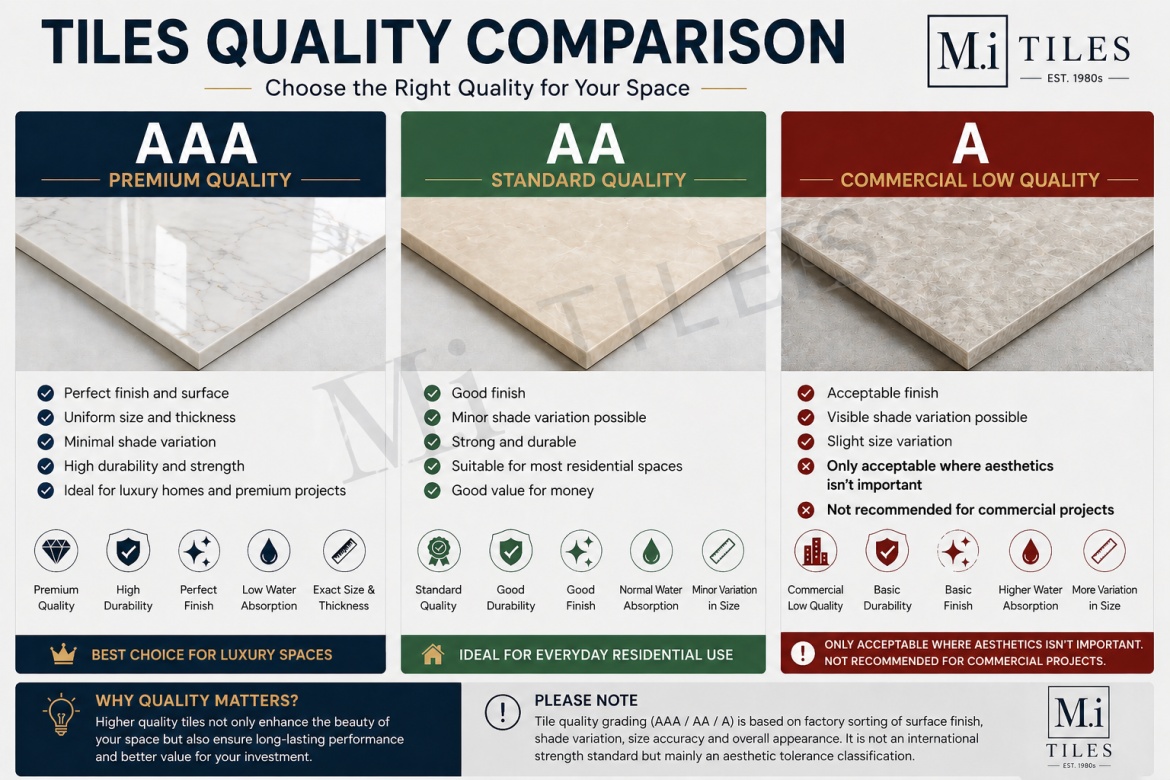 Tile Grades Explained: AAA vs AA vs A Tiles – What You Must Know Before Buying (Pakistan Guide)